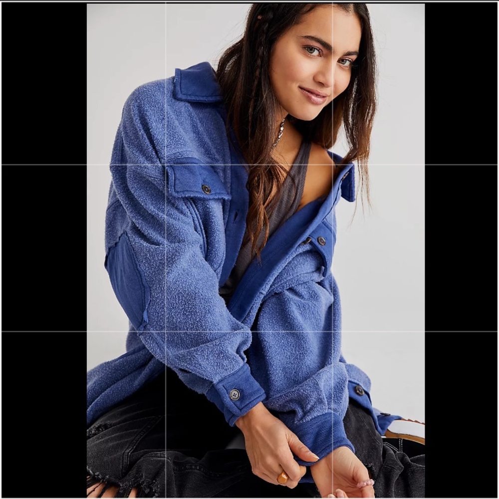 Free people ruby jacket shaded blue oversized sweater